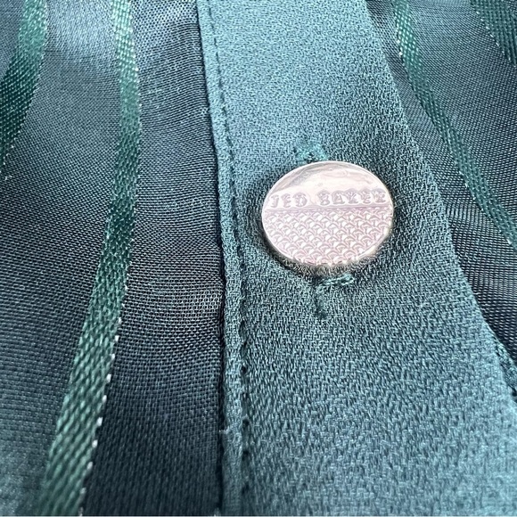 TED BAKER Eveliin Green Floral Blouse with Metallic Threads and sheer sleeves 2 - Picture 7 of 11